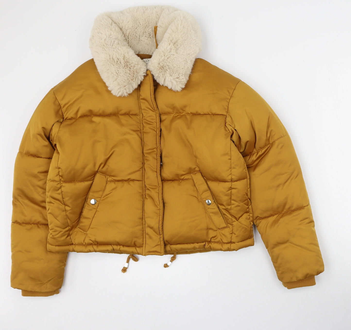 Topshop Womens Yellow   Puffer Jacket Coatigan Size 8