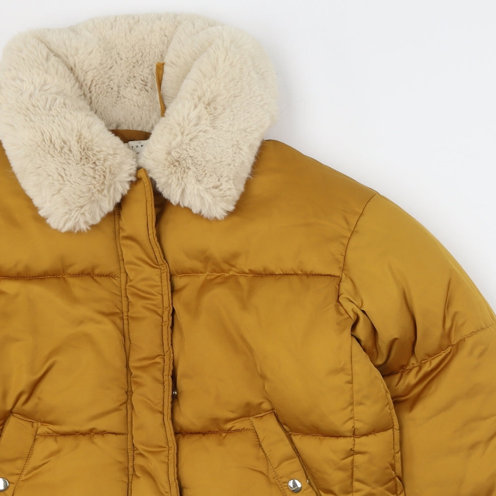 Topshop Womens Yellow   Puffer Jacket Coatigan Size 8