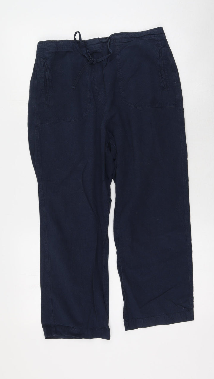 Bonmarche Womens Blue Cotton Trousers Size S L22 in Regular