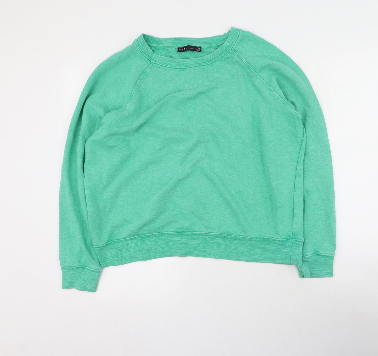 Marks and Spencer Womens Green  Cotton Pullover Sweatshirt Size 16