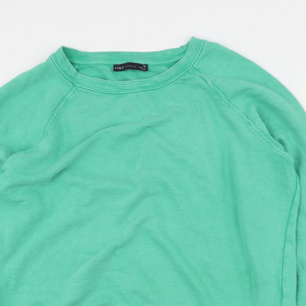 Marks and Spencer Womens Green  Cotton Pullover Sweatshirt Size 16