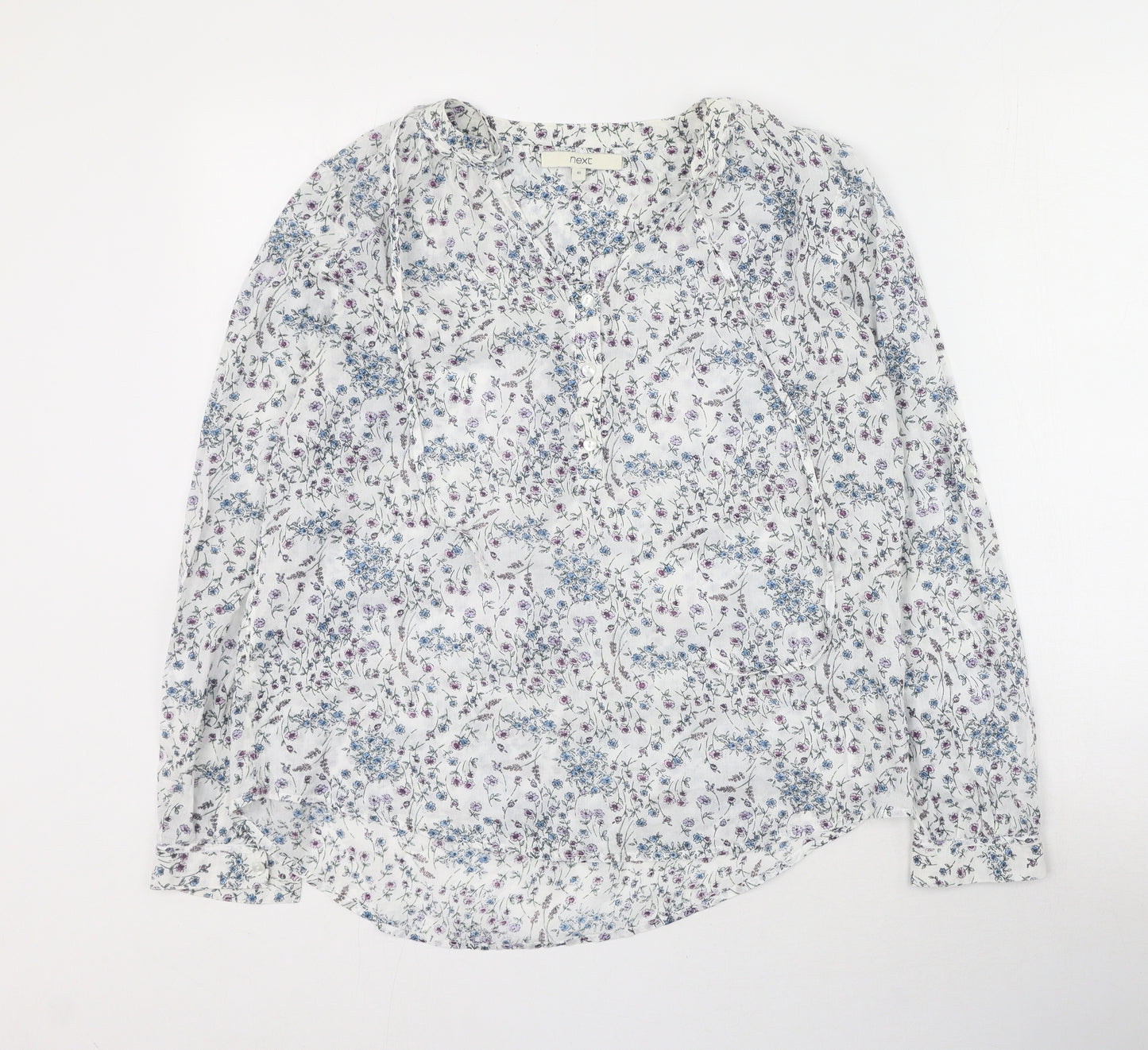 NEXT Womens Multicoloured Floral 100% Cotton Basic Blouse Size 10 Round Neck