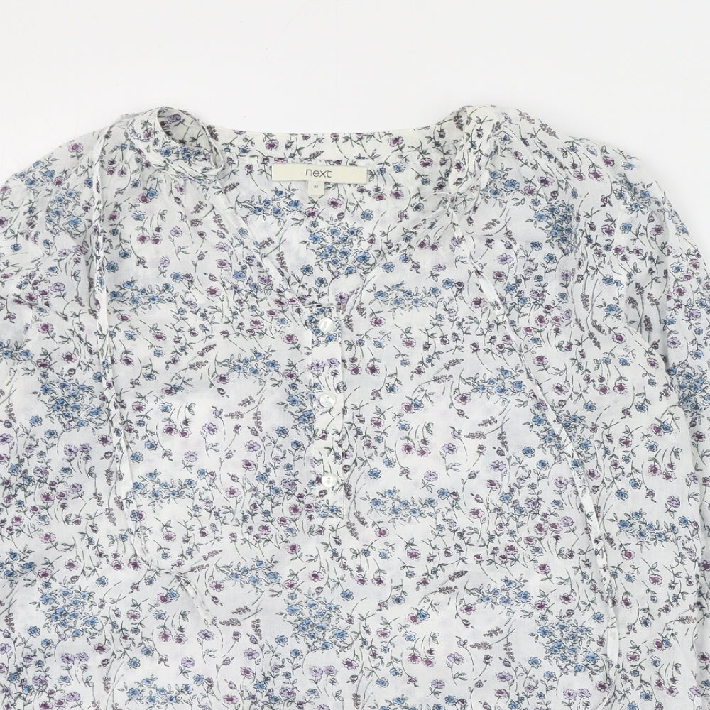 NEXT Womens Multicoloured Floral 100% Cotton Basic Blouse Size 10 Round Neck