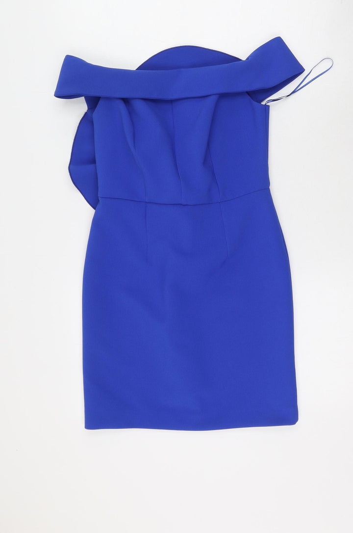 River Island Womens Blue Polyester Bodycon Size 6 Off the Shoulder