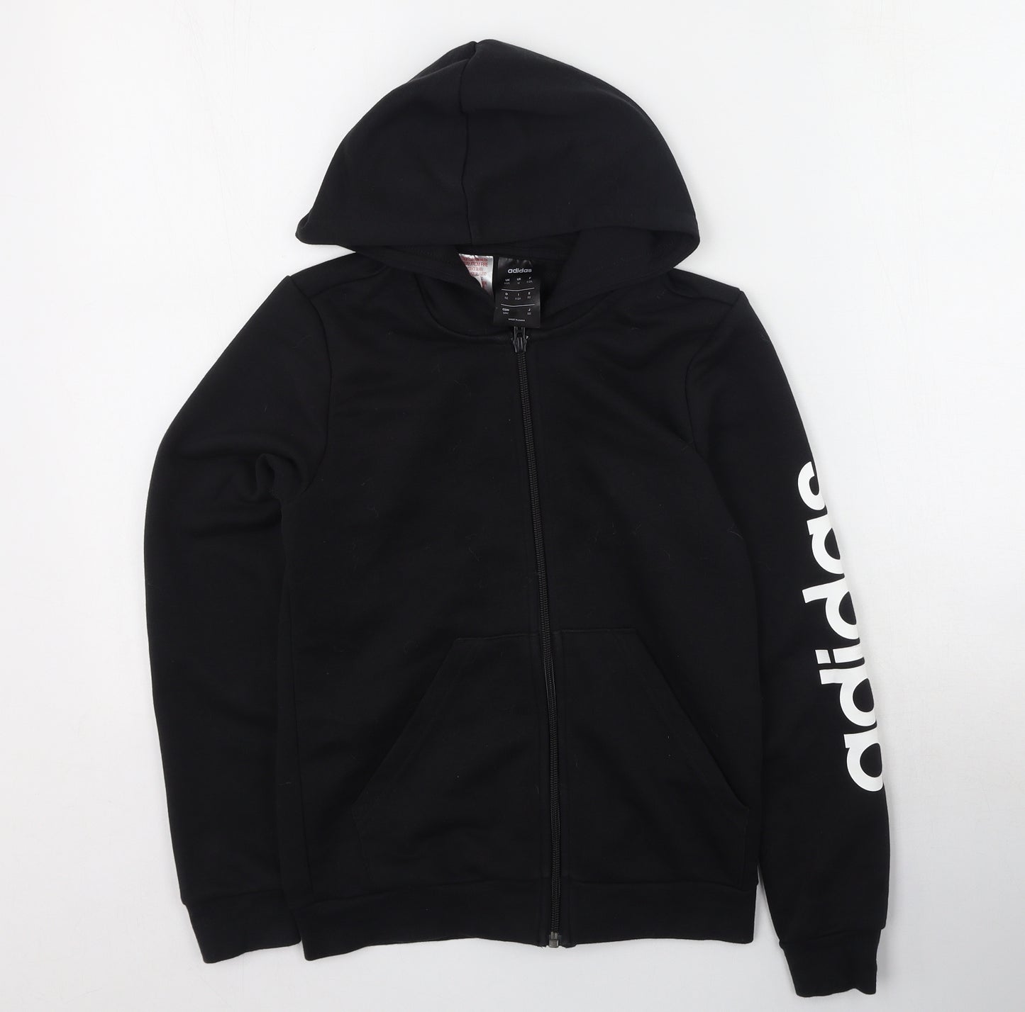 adidas Boys Black Round Neck  Polyester Full Zip Jumper Size 11-12 Years