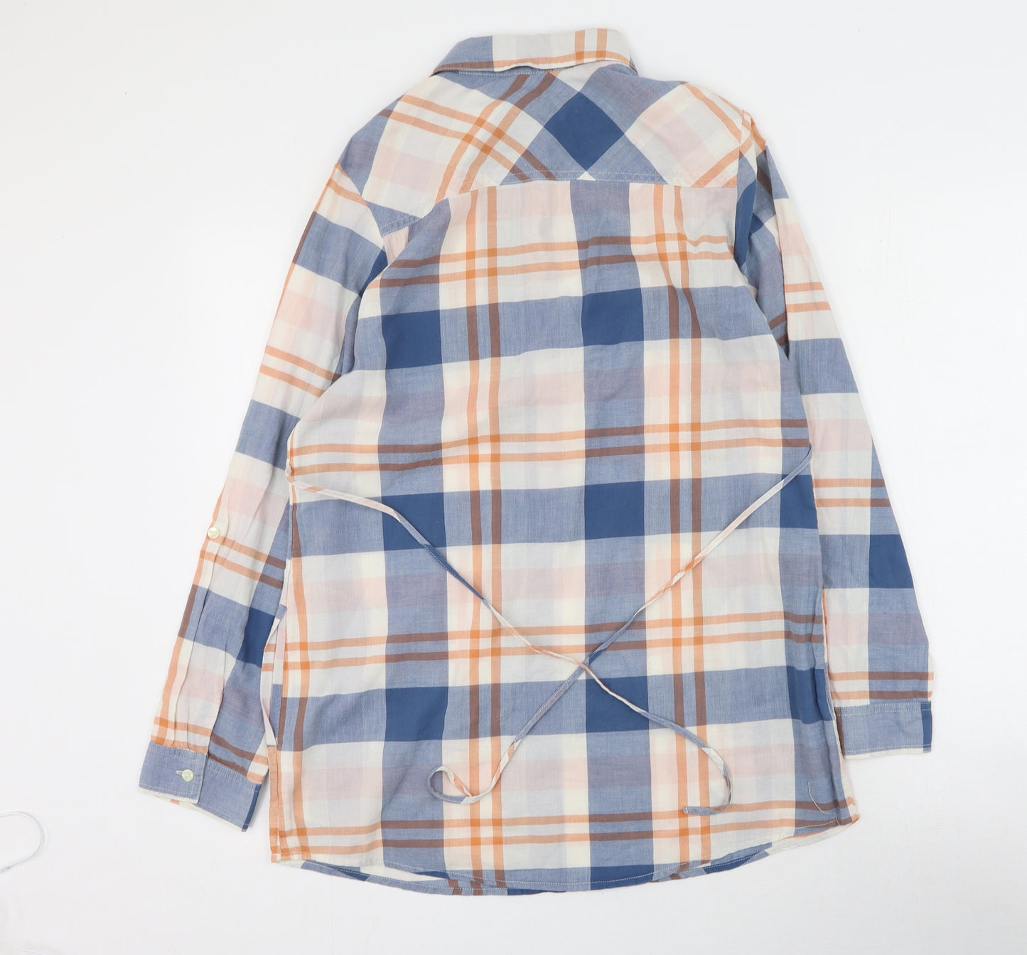 Marks and Spencer Womens Multicoloured Plaid Cotton Basic Button-Up Size 10 Collared