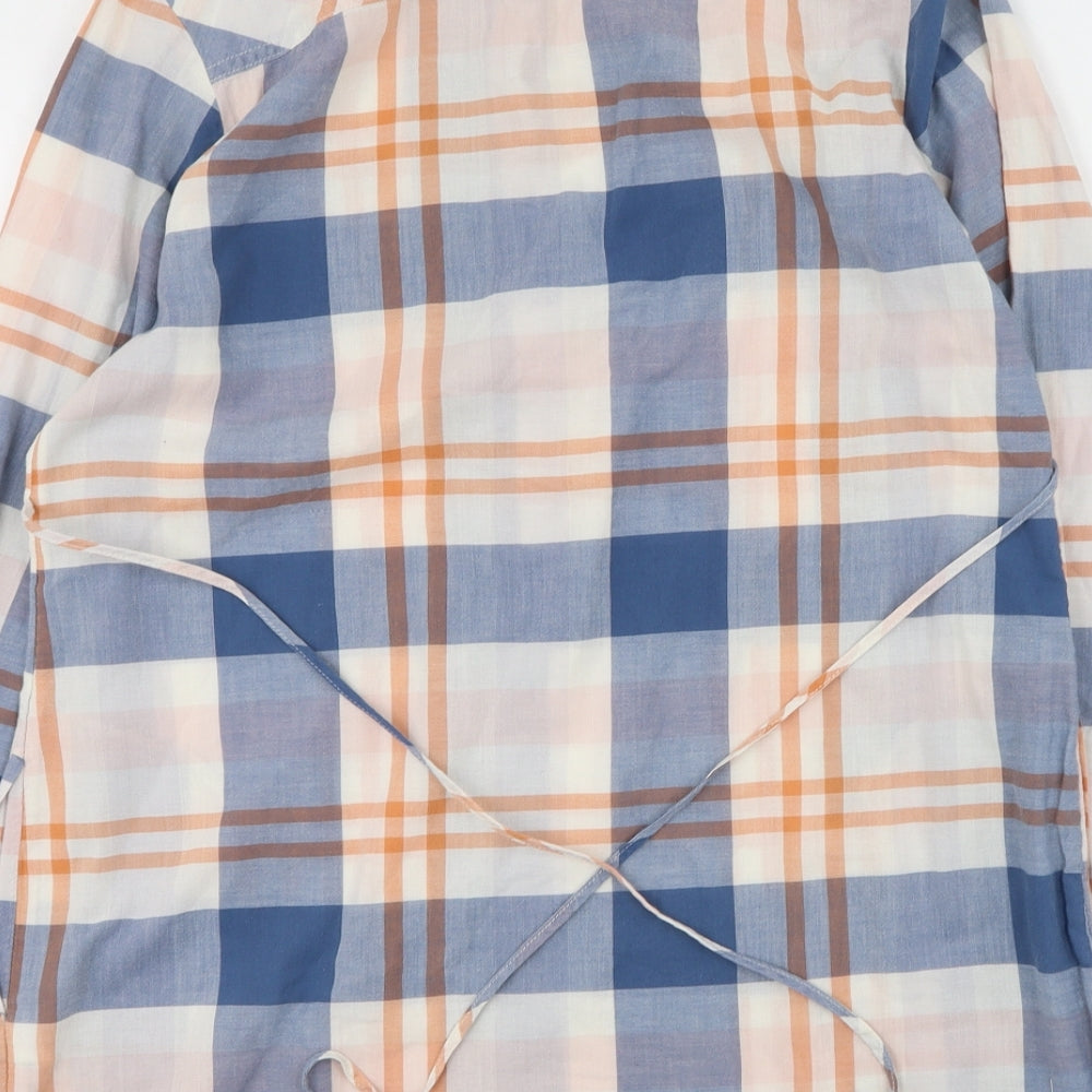 Marks and Spencer Womens Multicoloured Plaid Cotton Basic Button-Up Size 10 Collared