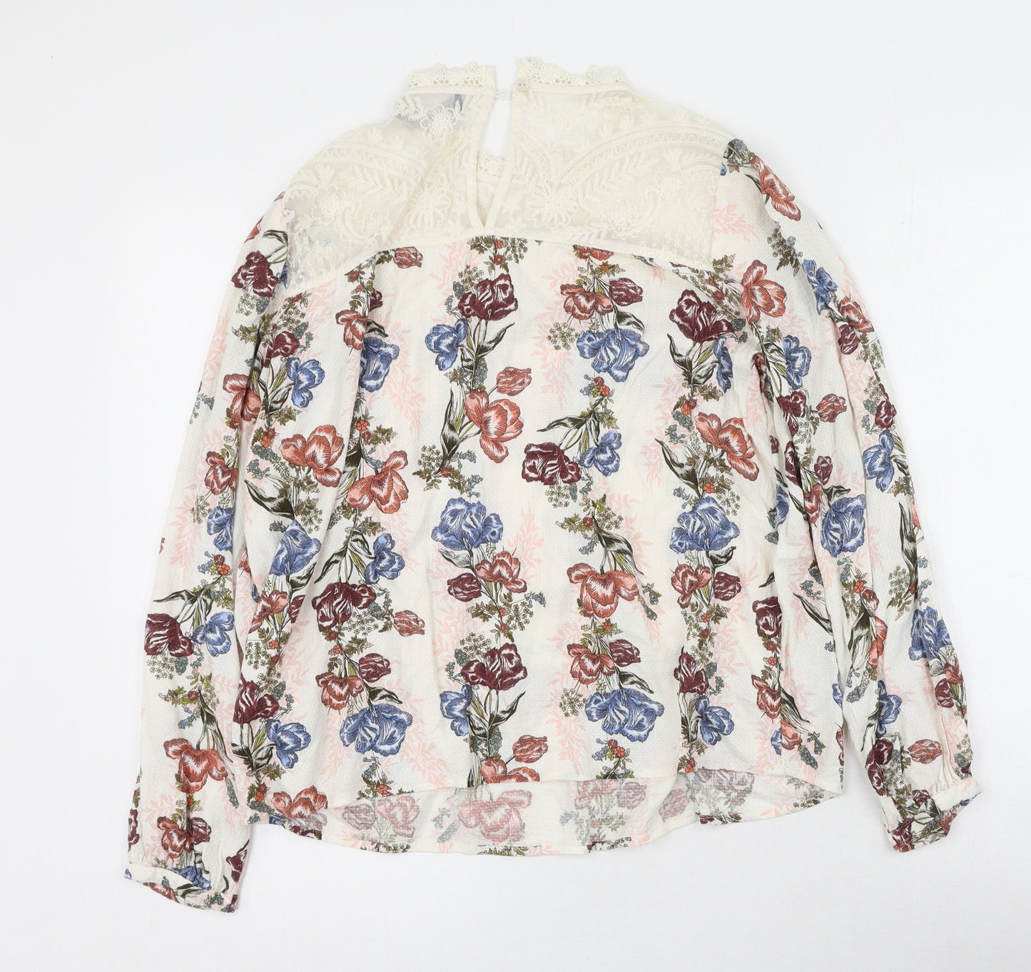 Marks and Spencer Womens Multicoloured Floral Viscose Basic Blouse Size 10 High Neck
