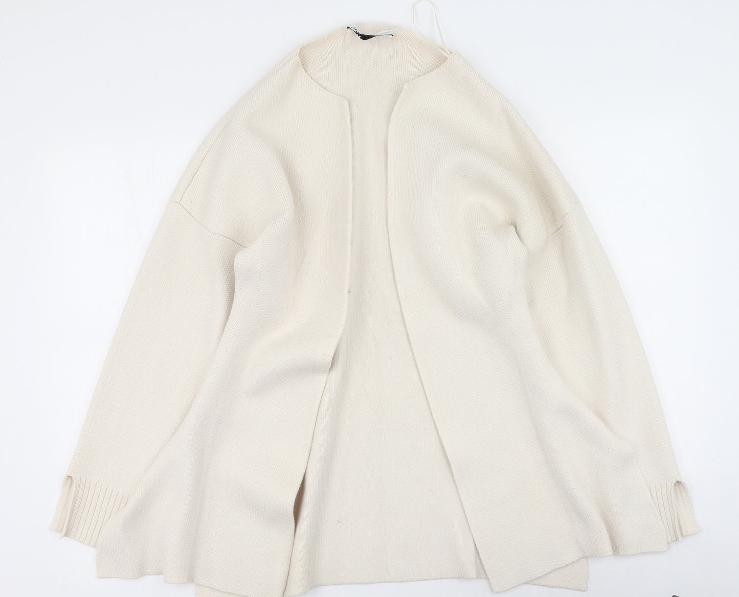 Zara Womens Beige V-Neck  Viscose Cardigan Jumper Size M