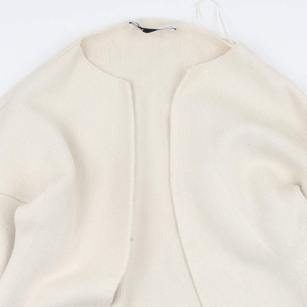 Zara Womens Beige V-Neck  Viscose Cardigan Jumper Size M