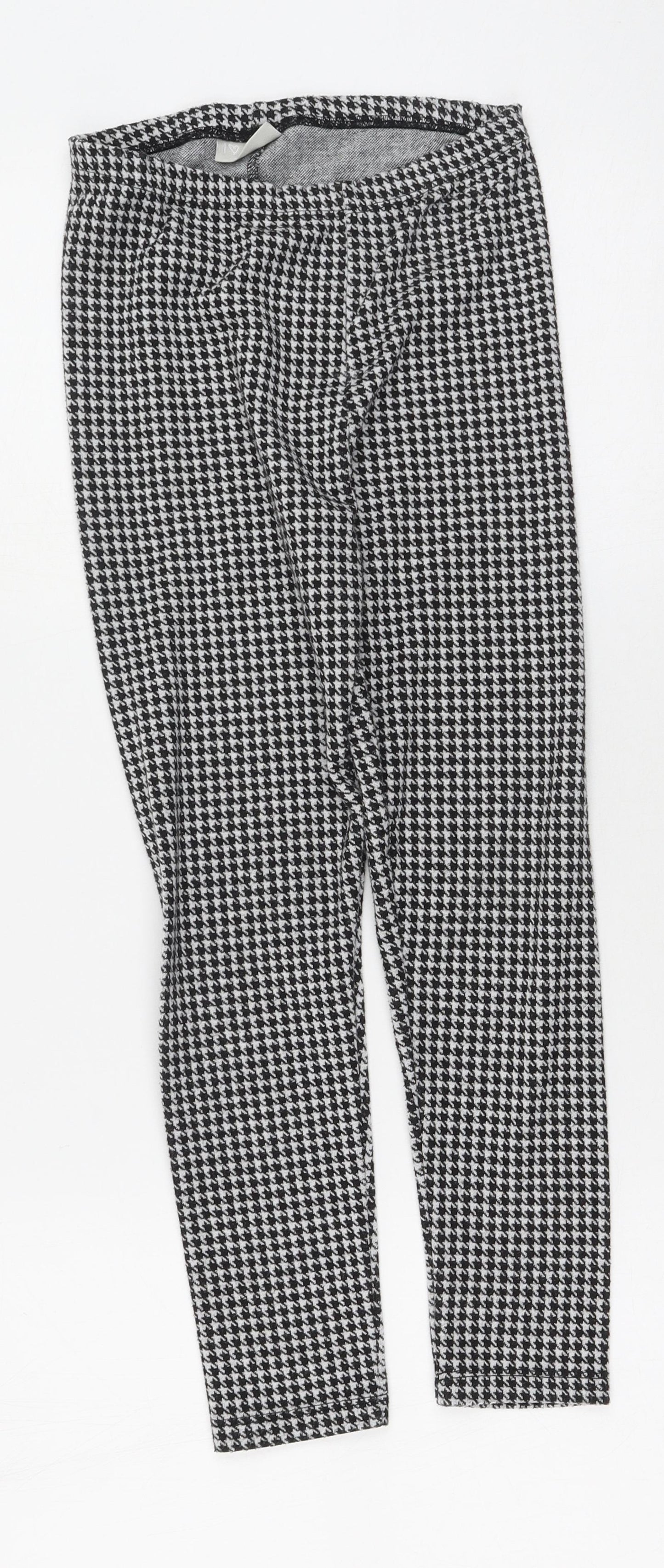 Preworn Girls Black Plaid Polyester Jegging Trousers Size 9 Months  Regular