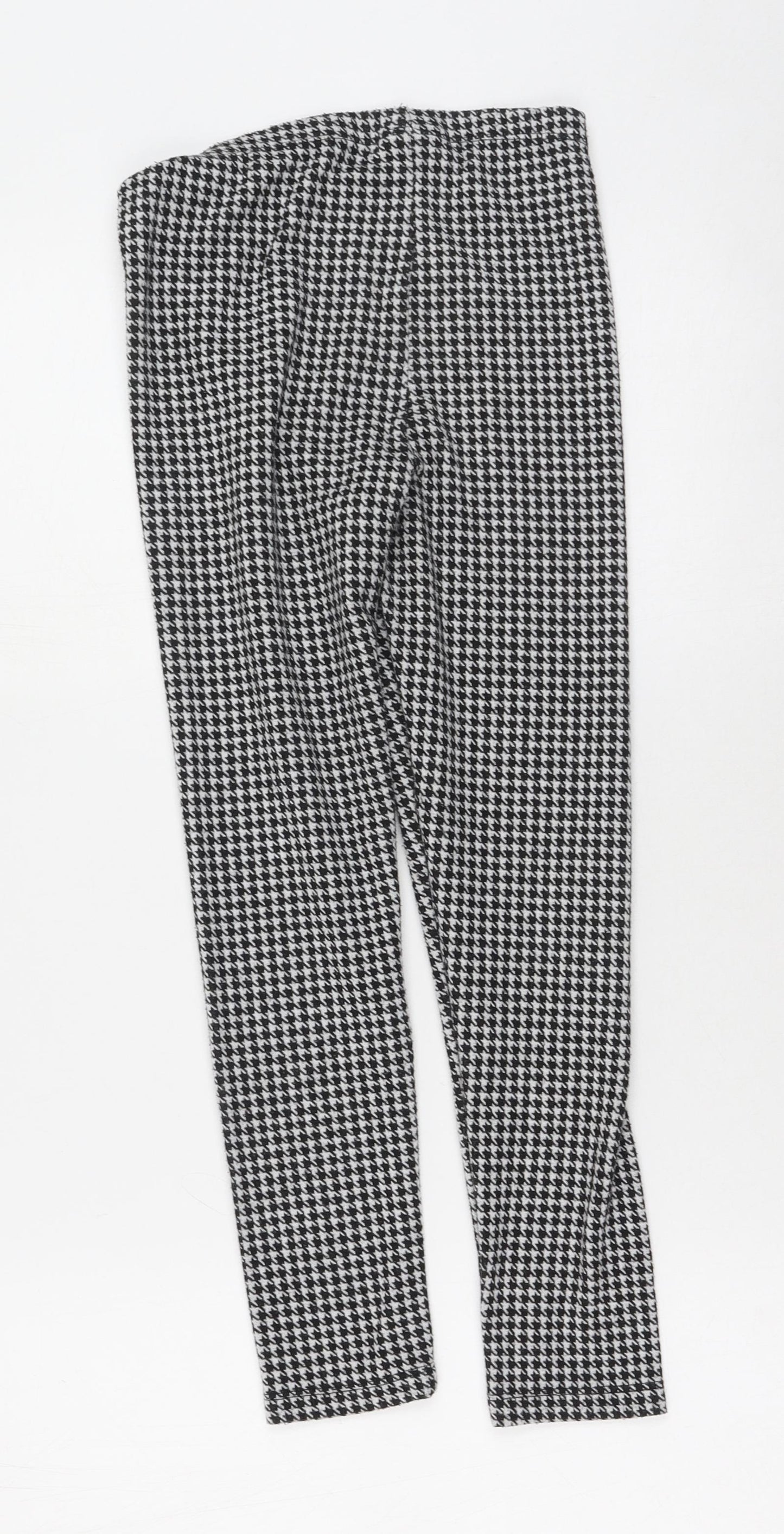 Preworn Girls Black Plaid Polyester Jegging Trousers Size 9 Months  Regular