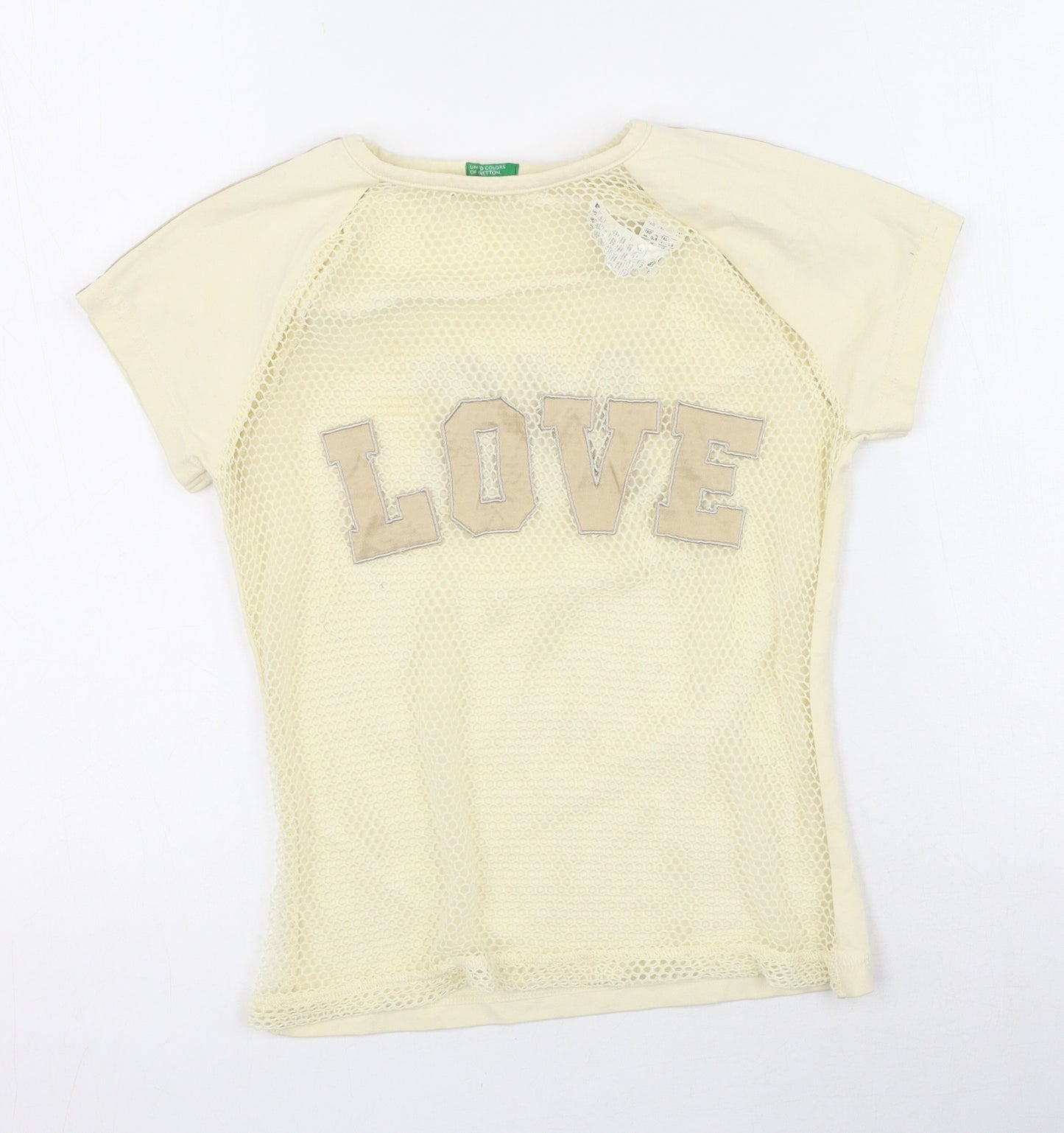 Preworn Womens Beige  Polyamide Basic T-Shirt Size XS Round Neck - love