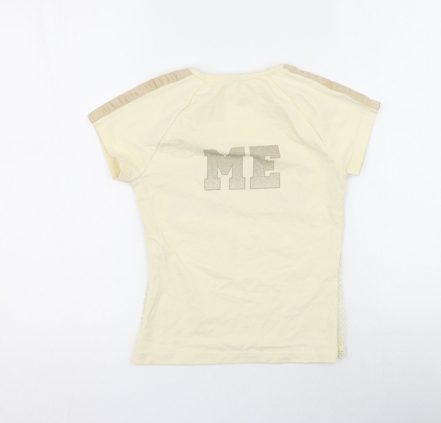Preworn Womens Beige  Polyamide Basic T-Shirt Size XS Round Neck - love