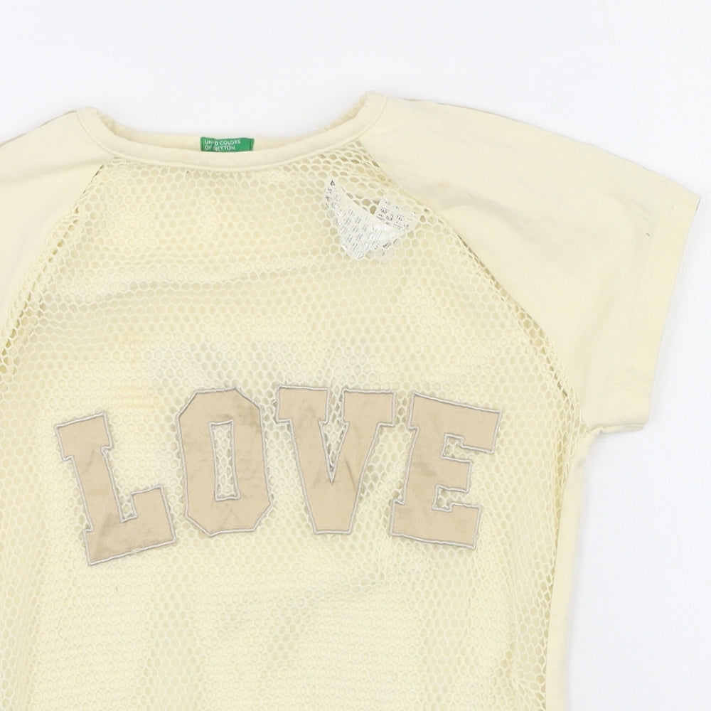 Preworn Womens Beige  Polyamide Basic T-Shirt Size XS Round Neck - love