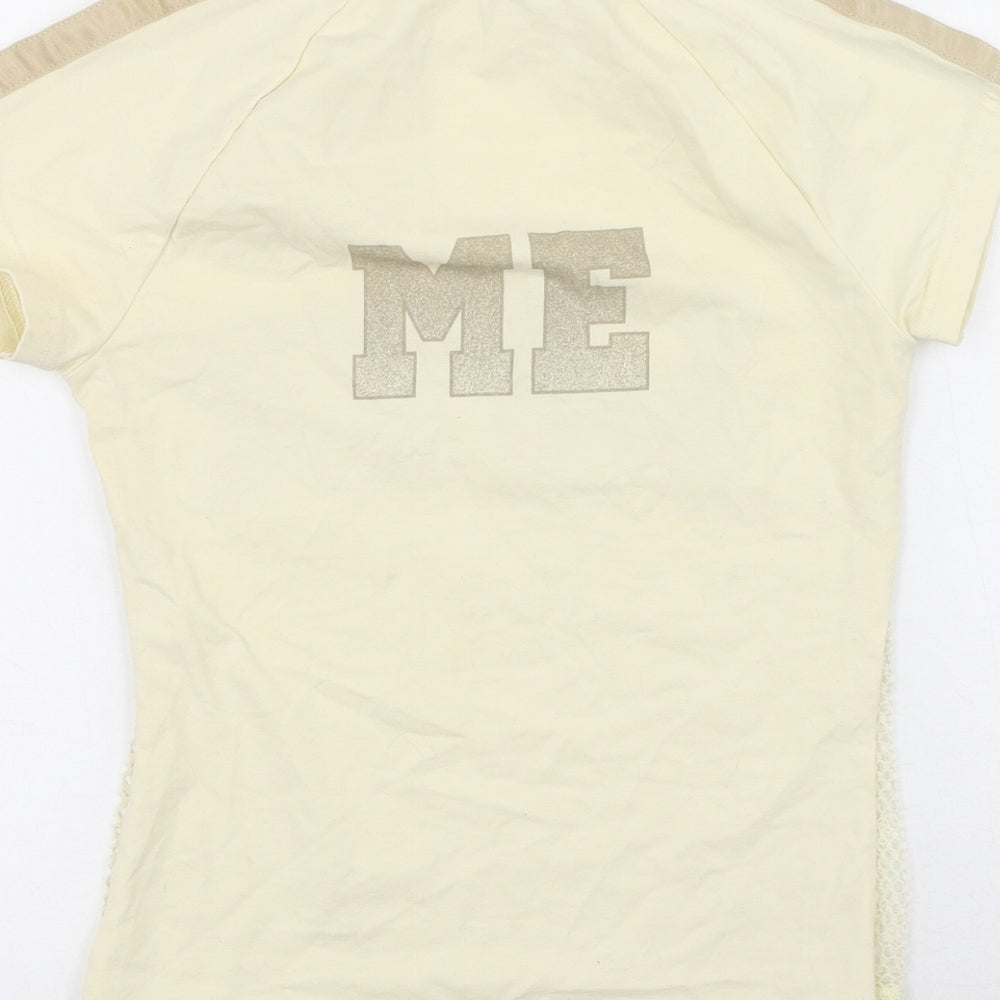 Preworn Womens Beige  Polyamide Basic T-Shirt Size XS Round Neck - love