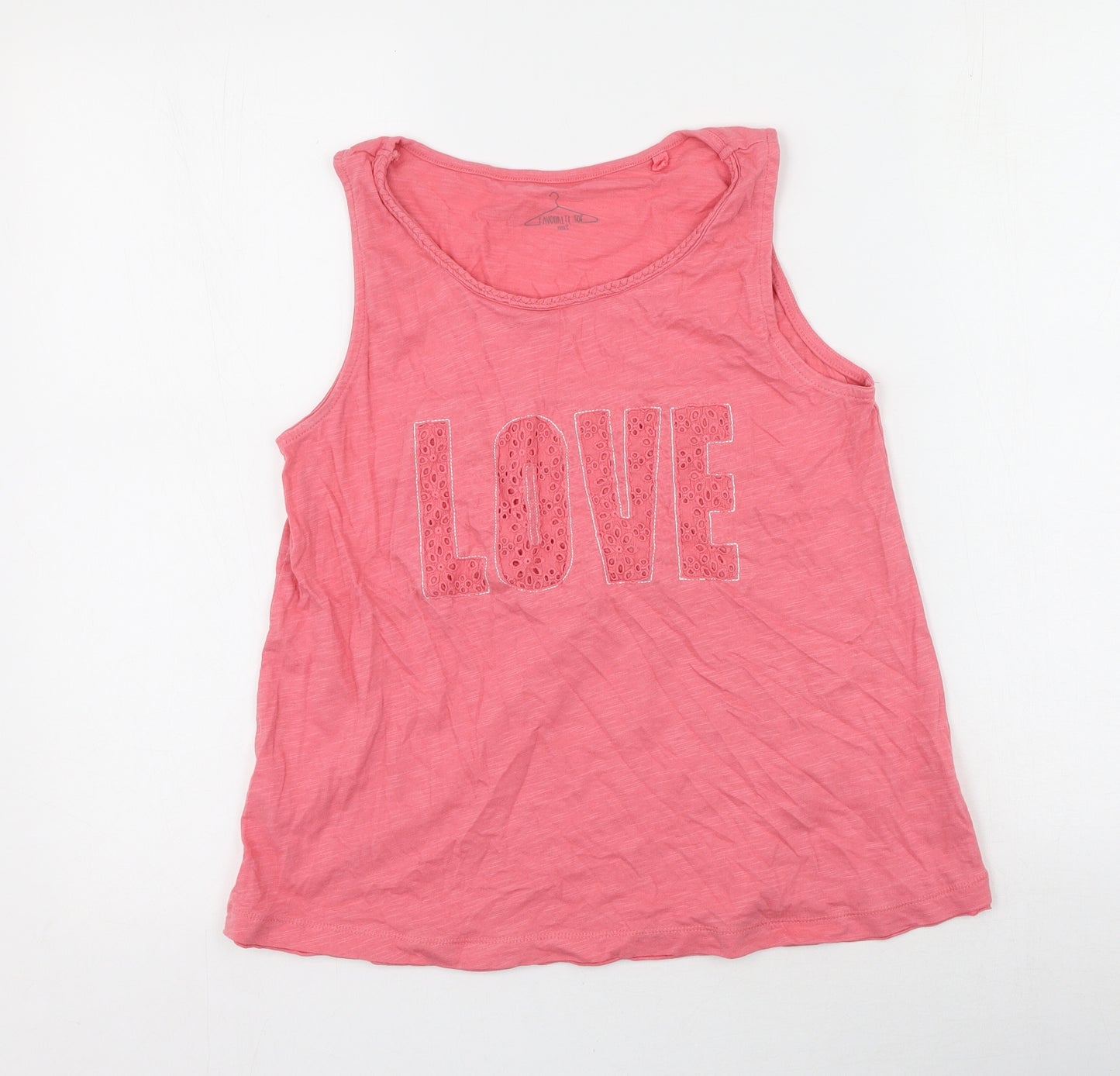 NEXT Girls Pink  Cotton Basic Tank Size 13 Years Round Neck  - love
