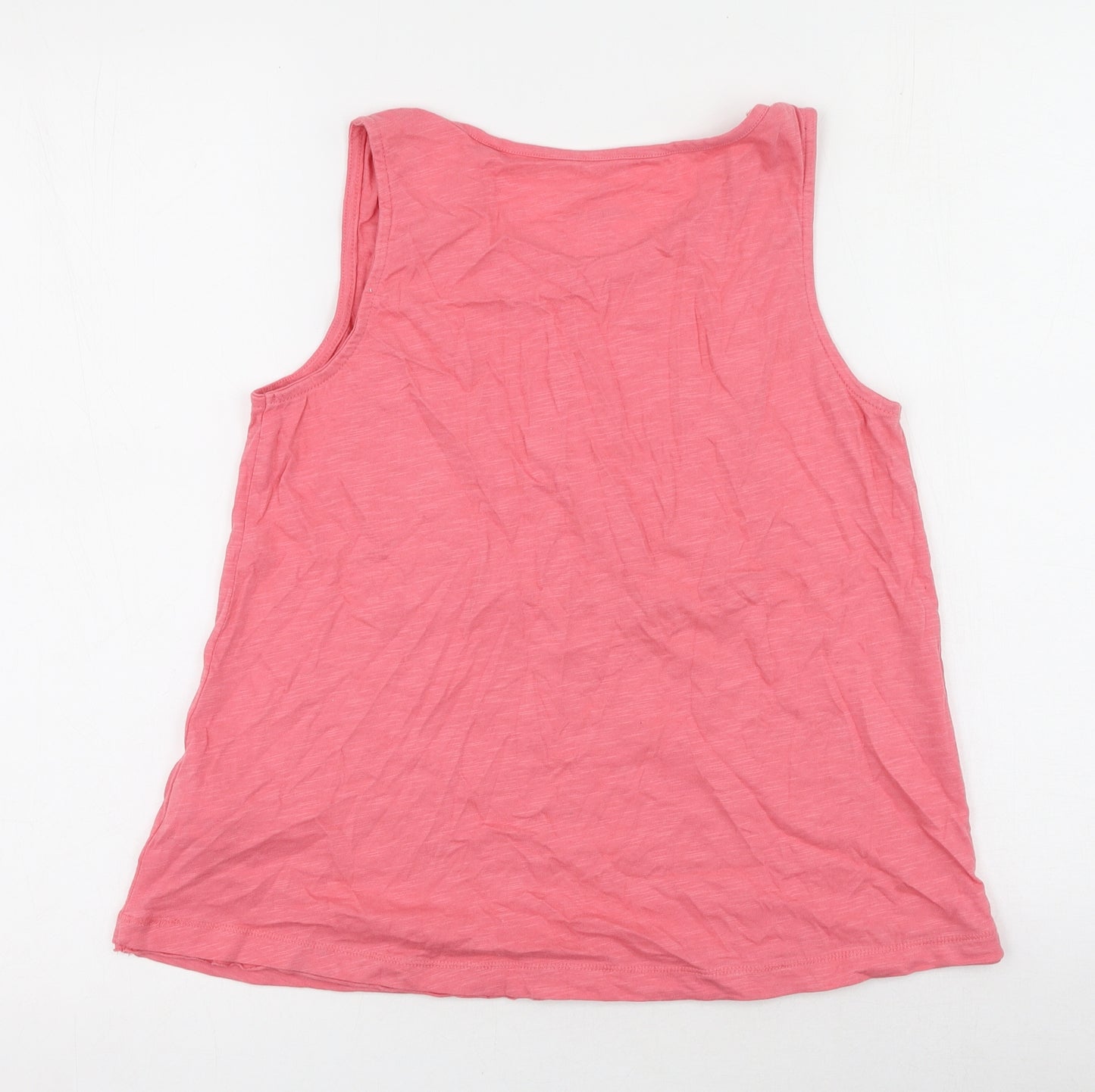 NEXT Girls Pink  Cotton Basic Tank Size 13 Years Round Neck  - love