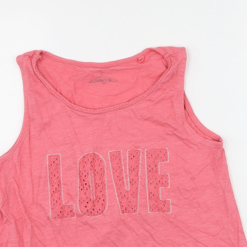 NEXT Girls Pink  Cotton Basic Tank Size 13 Years Round Neck  - love