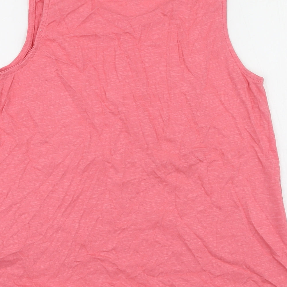 NEXT Girls Pink  Cotton Basic Tank Size 13 Years Round Neck  - love