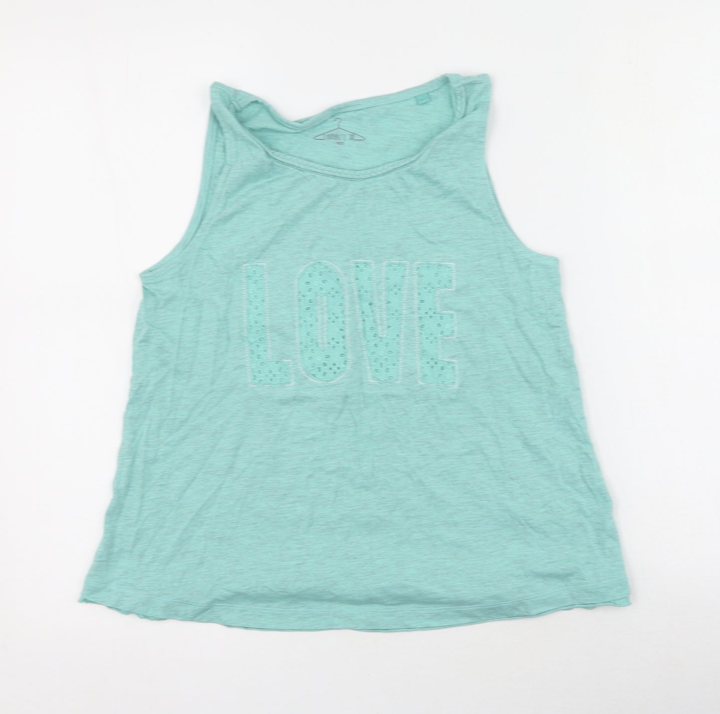 NEXT Girls Green  Cotton Basic Tank Size 13 Years Round Neck  - love
