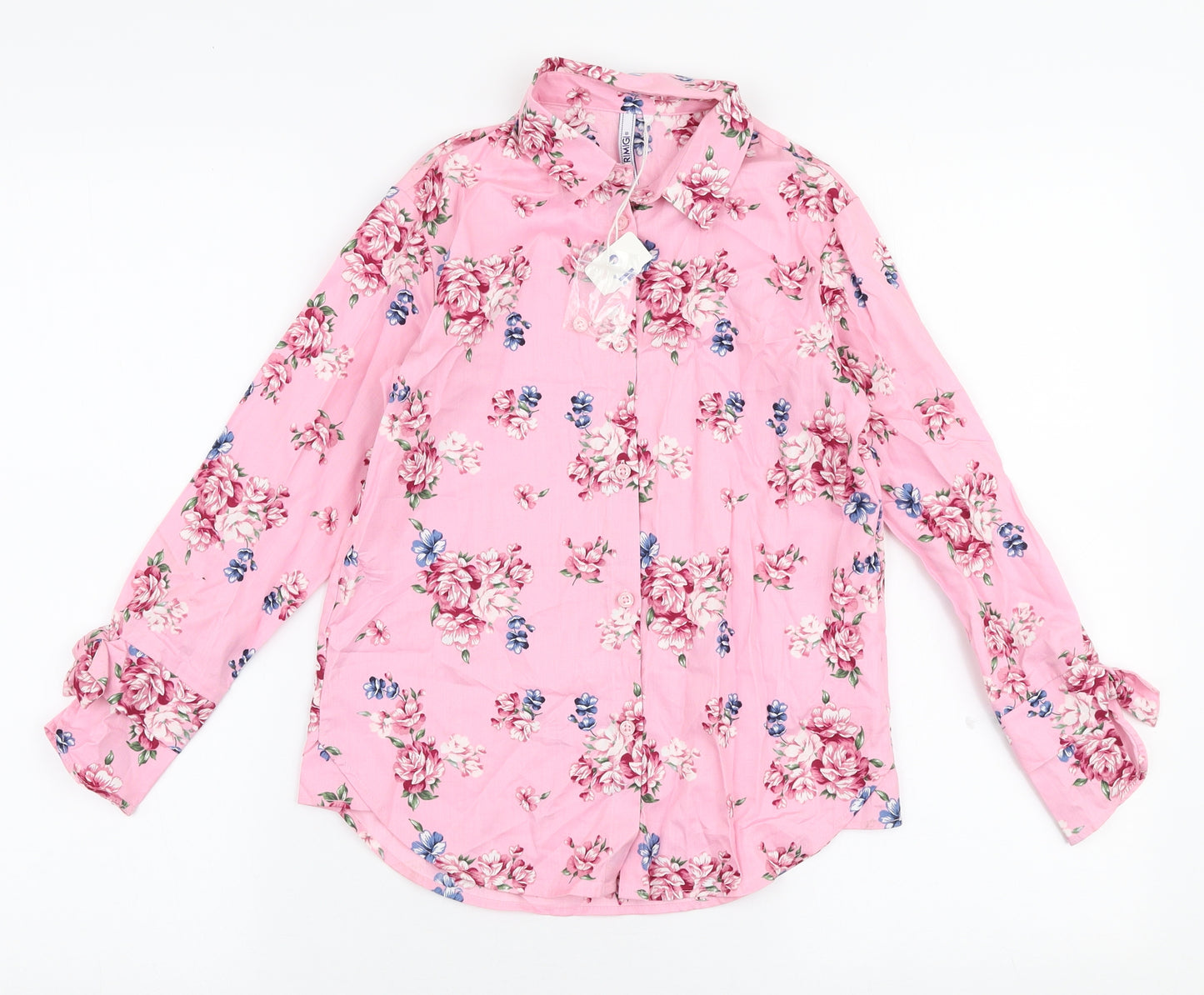 Primigi Girls Pink Floral Cotton Basic Blouse Size 7 Years Collared Button