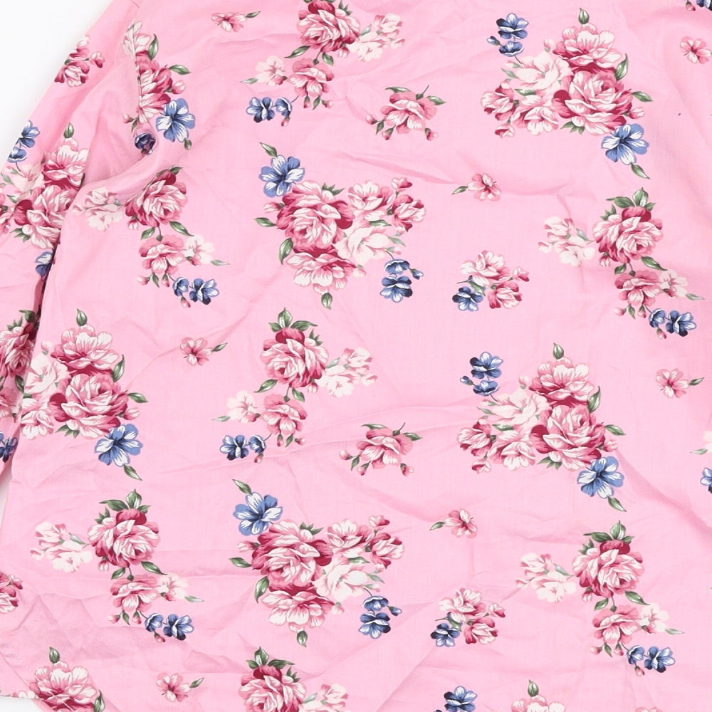 Primigi Girls Pink Floral Cotton Basic Blouse Size 7 Years Collared Button