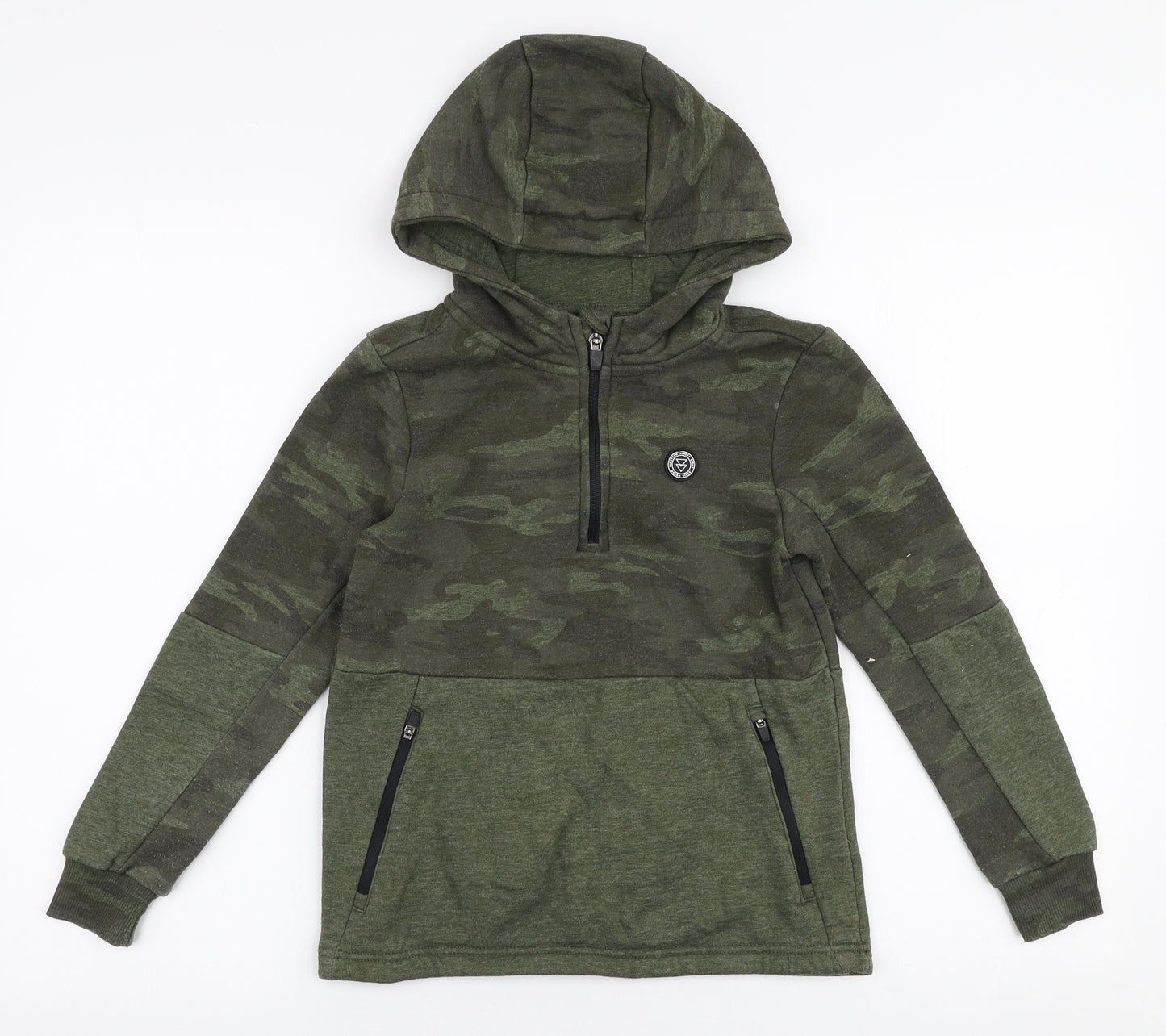 George Boys Green Camouflage Cotton Pullover Hoodie Size 8-9 Years  Zip