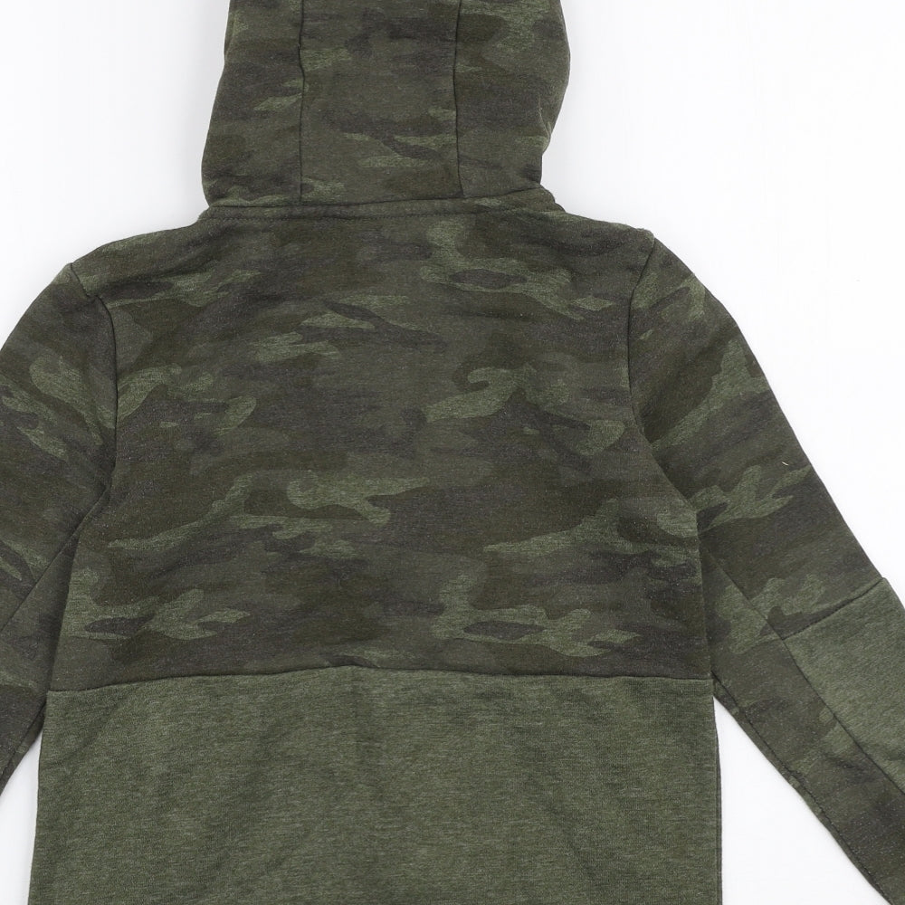 George Boys Green Camouflage Cotton Pullover Hoodie Size 8-9 Years  Zip