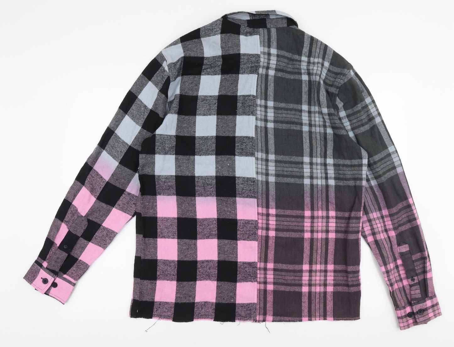 Boohoo Mens Multicoloured Check Cotton  Button-Up Size M Collared Button