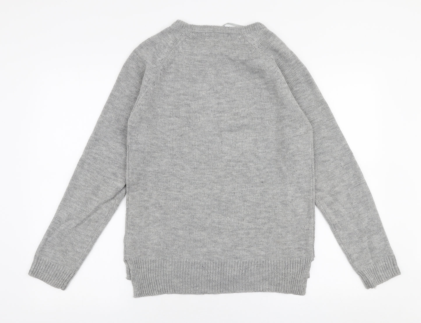 Atmosphere Womens Grey Round Neck  Acrylic Pullover Jumper Size 12   - Christmas Penguin