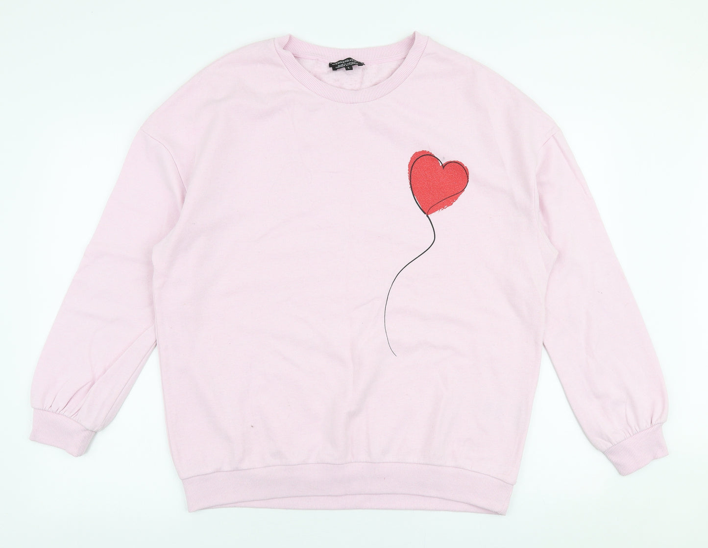 Wednesday's Girl Womens Pink  Cotton Pullover Sweatshirt Size L  Pullover - Heart