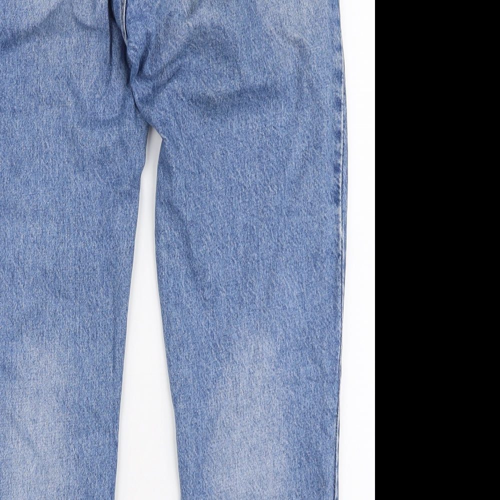Bershka Womens Blue  100% Cotton Mom Jeans Size 12 L28 in Regular Zip