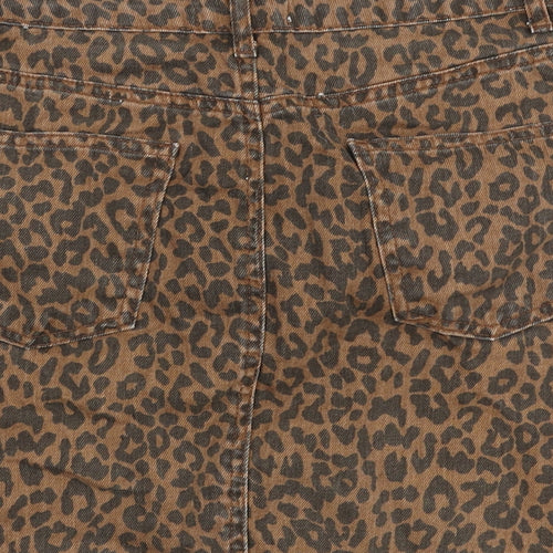 New Look Girls Brown Animal Print Cotton A-Line Skirt Size 14 Years  Regular Zip