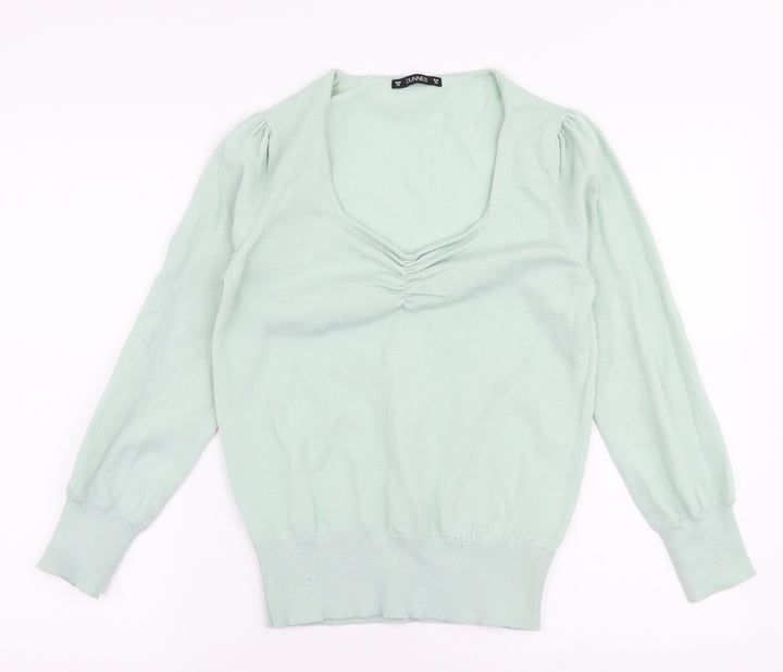 Dunnes Stores Womens Green V-Neck Polyester Pullover Jumper Size XS