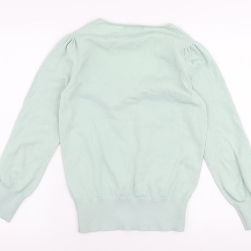 Dunnes Stores Womens Green V-Neck  Polyester Pullover Jumper Size XS