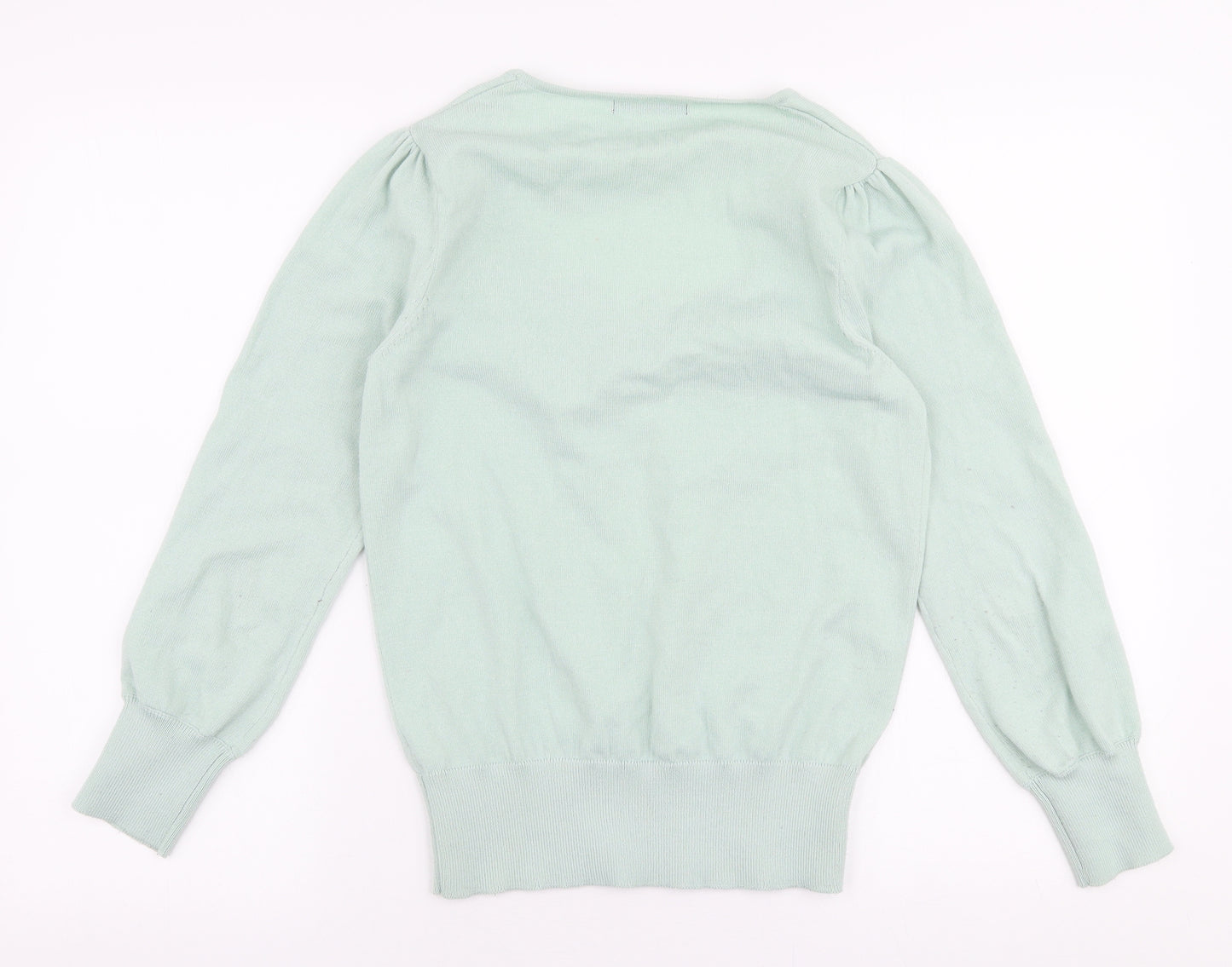 Dunnes Stores Womens Green V-Neck  Polyester Pullover Jumper Size XS