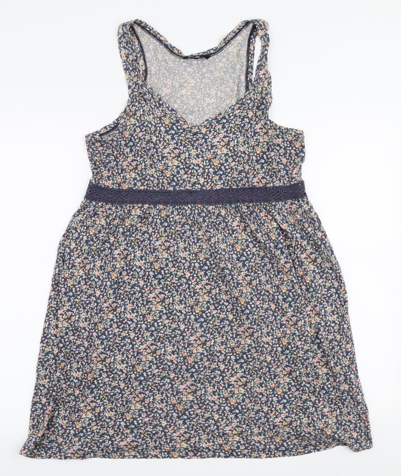 H&M Womens Multicoloured Floral 100% Cotton A-Line  Size M  Round Neck Pullover