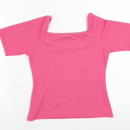 New Look Womens Pink  Polyester Jersey Blouse Size 12 Square Neck