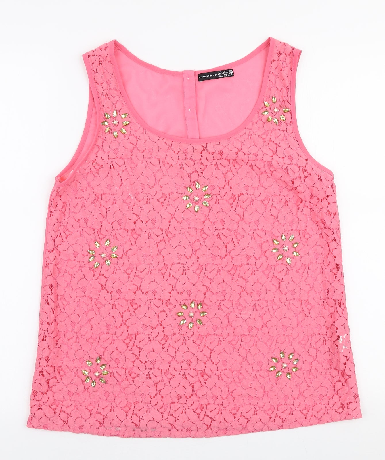 Atmosphere Womens Pink  Cotton Basic Blouse Size 10 Round Neck