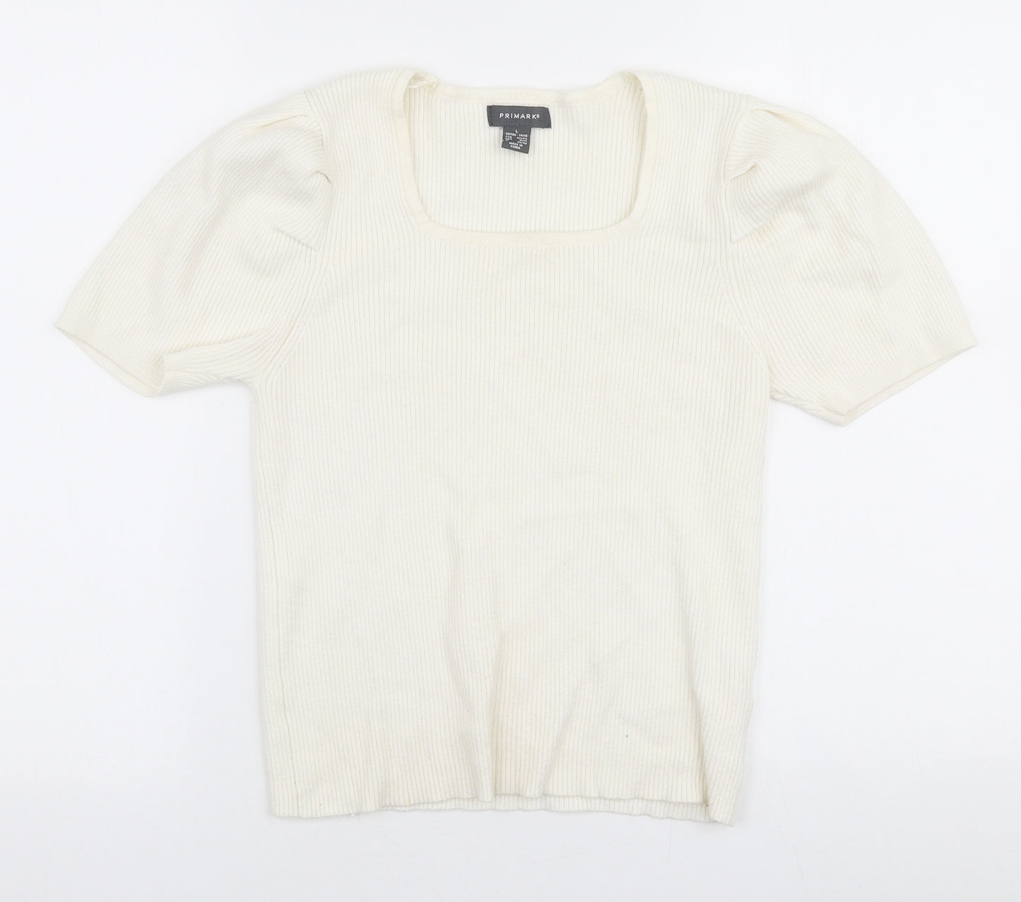 Primark Womens Ivory Square Neck  Viscose Pullover Jumper Size L