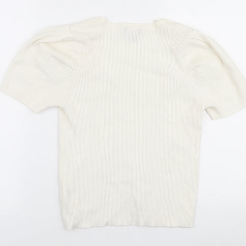 Primark Womens Ivory Square Neck  Viscose Pullover Jumper Size L