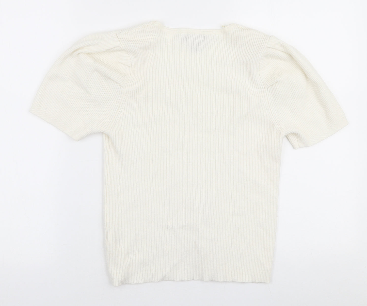 Primark Womens Ivory Square Neck  Viscose Pullover Jumper Size L