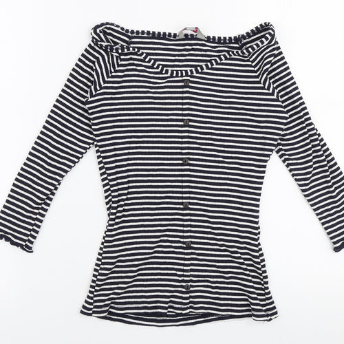 Dorothy Perkins Womens Blue Boat Neck Striped Viscose Pullover Jumper Size 8