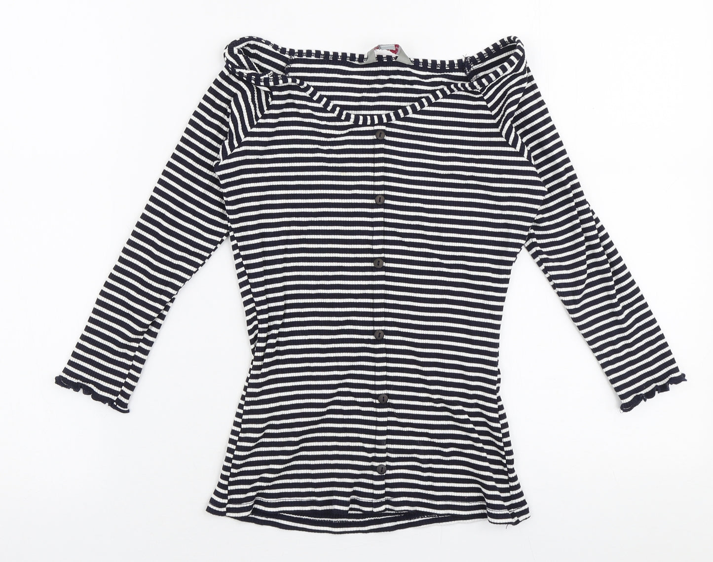 Dorothy Perkins Womens Blue Boat Neck Striped Viscose Pullover Jumper Size 8