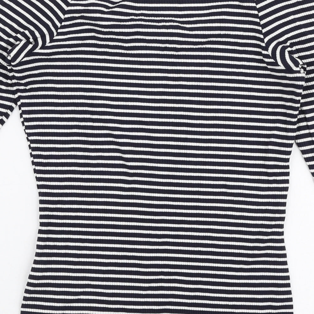 Dorothy Perkins Womens Blue Boat Neck Striped Viscose Pullover Jumper Size 8