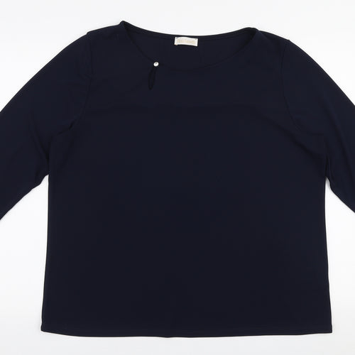 Elisa Castelli Womens Blue  Polyester Basic Blouse Size 20 Boat Neck