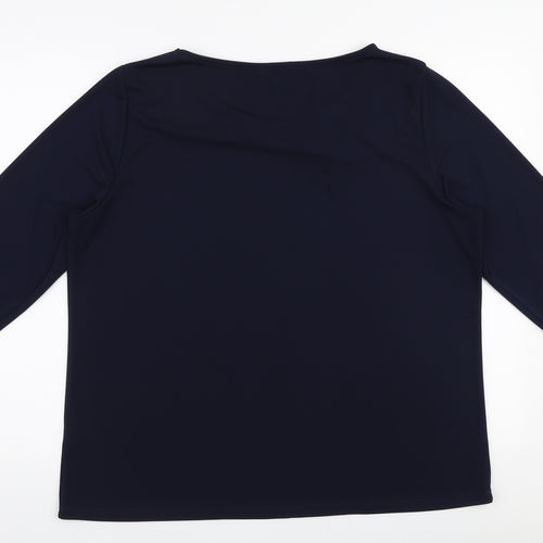 Elisa Castelli Womens Blue  Polyester Basic Blouse Size 20 Boat Neck
