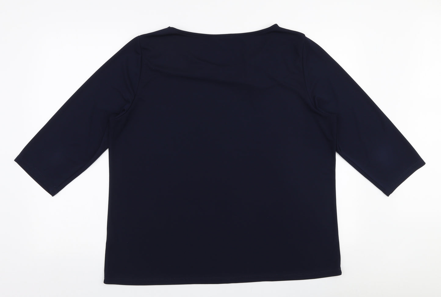 Elisa Castelli Womens Blue  Polyester Basic Blouse Size 20 Boat Neck