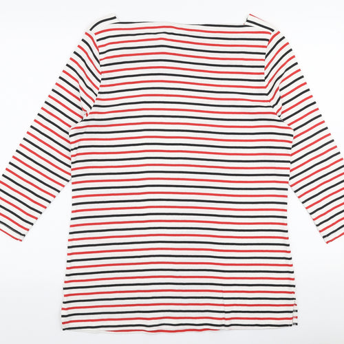F&F Womens Multicoloured Striped Polyester Jersey T-Shirt Size 20 Boat Neck
